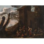 OIL PAINTING IN BAMBOCCIO MANNER 17TH CENTURY