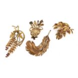 FOUR GOLD BROOCHES