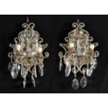 PAIR OF GLASS WALL LAMPS 19TH CENTURY