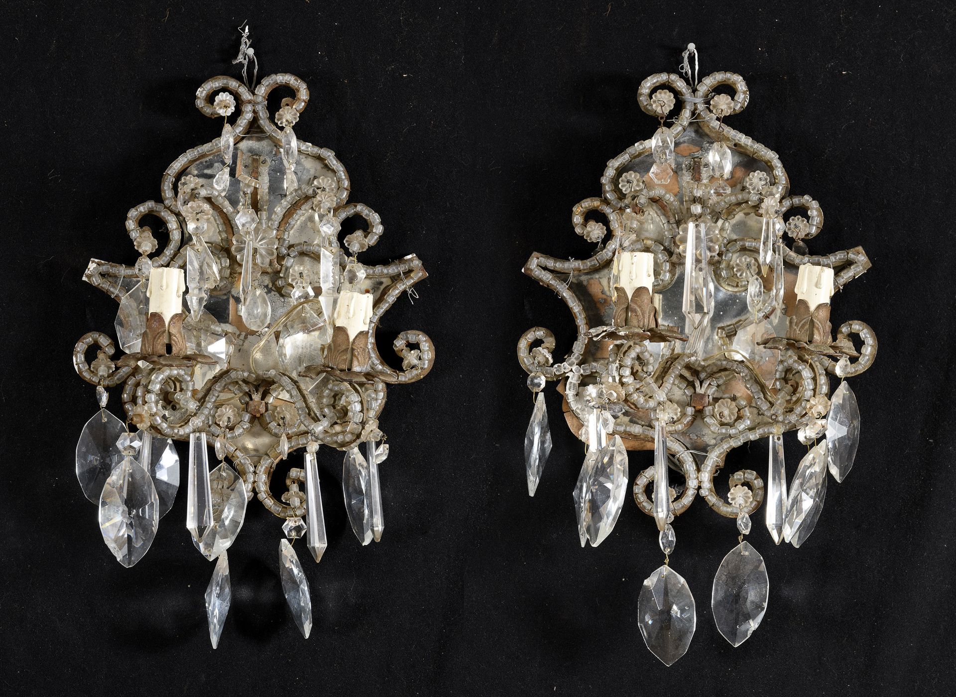 PAIR OF GLASS WALL LAMPS 19TH CENTURY