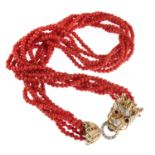 SIX STRING RED CORAL NECKLACE