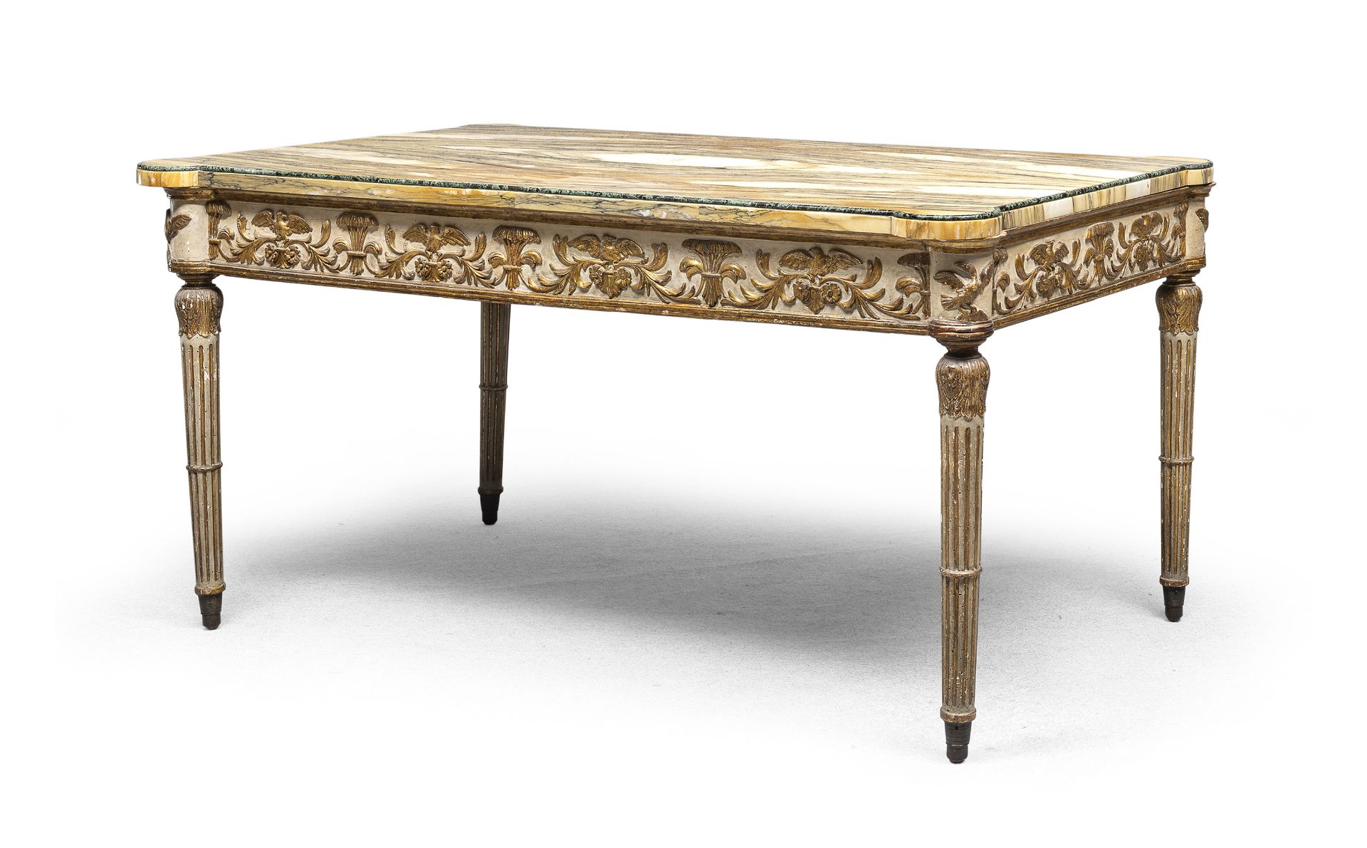 WOODEN WHITE AND GOLD LACQUER COFFEE TABLE NAPLES END OF THE 18TH CENTURY