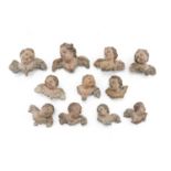 ELEVEN CERAMIC HEADS OF CHERUBS FOR NATIVITY SCENE NAPLES 19TH CENTURY