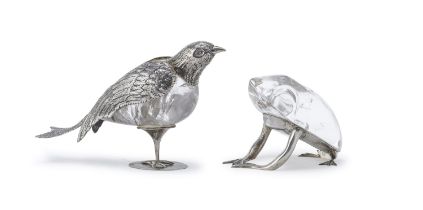 TWO SILVER AND ROCK CRYSTAL SCULPTURES EARLY 20TH CENTURY