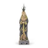 WOOD SCULPTURE OF THE PRAYING VIRGIN SPAIN END OF 18TH CENTURY