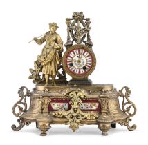 GILT METAL TABLE CLOCK END OF THE 19TH CENTURY