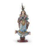 WOOD SCULPTURE OF THE ASSUMED VIRGIN SOUTH AMERICA 19TH CENTURY