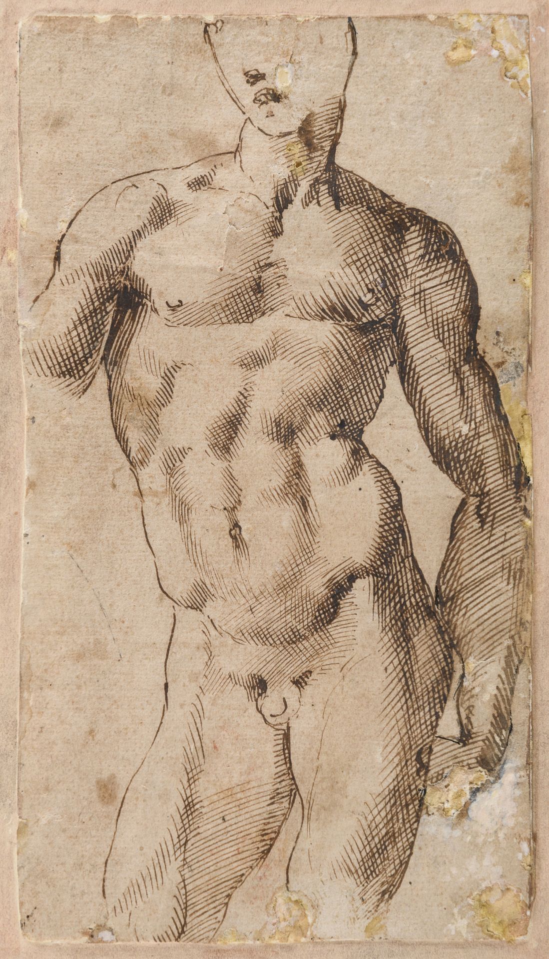 SEPIA STUDY BY THE CIRCLE OF RAPHAEL SANZIO 16TH CENTURY