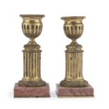 PAIR OF GILT BRONZE OIL LAMPS END OF THE LOUIS XVI PERIOD
