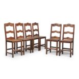 SIX WALNUT CHAIRS NORTHERN ITALY 19TH CENTURY