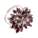 WHITE GOLD RING WITH DIAMONDS AND RUBIES