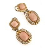 GOLD EARRINGS WITH CORALS AND DIAMONDS