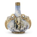 BEAUTIFUL MAJOLICA FLASK PROBABLY ROMAN CASTLES 19TH CENTURY