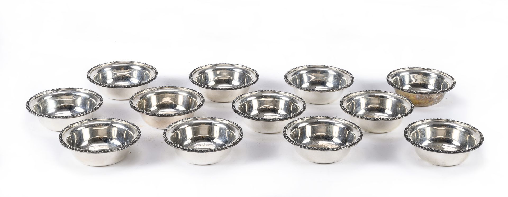 TWELVE SILVER FRUIT SALAD BOWLS BRESCIA 1944/1968