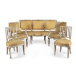 BEAUTIFUL WHITE AND GOLD LACQUER LIVING ROOM SET NAPLES OF THE LOUIS XVI PERIOD