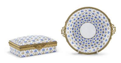 PORCELAIN SAUCER AND BOX LIMOGES EARLY 20TH CENTURY