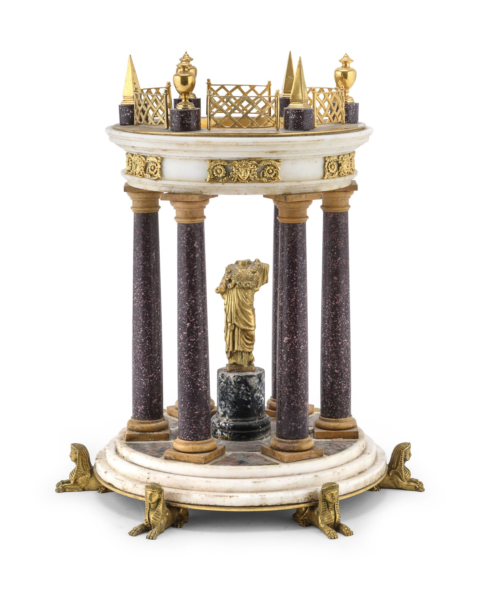 PORPHYRY AND MARBLE MODEL OF A CLASSICAL TEMPLE 19TH CENTURY - Bild 3 aus 3