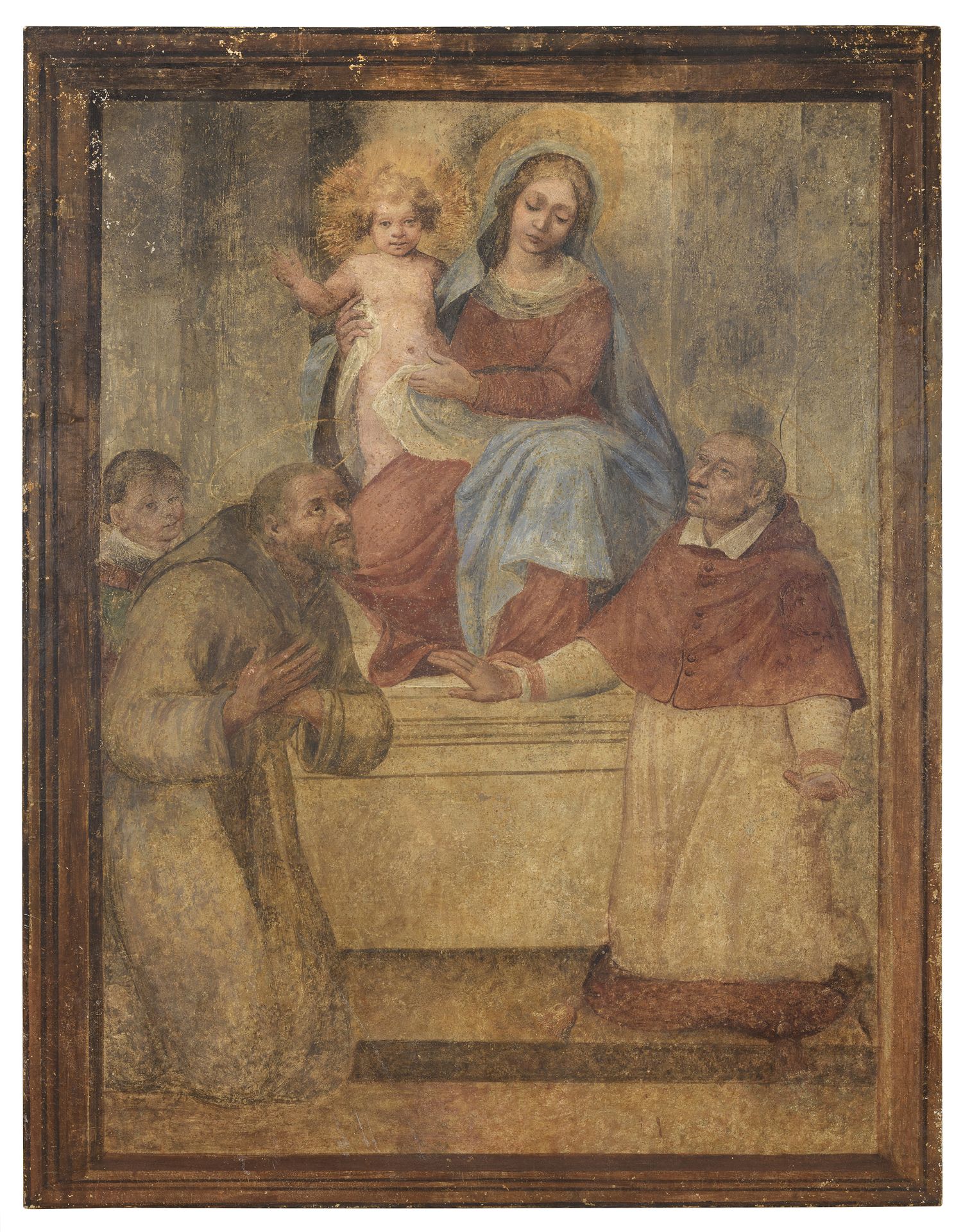 PART OF TEMPERA FRESCO ATT. TO CRISTOFORO RONCALLI known as IL POMARANCIO