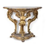 BEAUTIFUL SINGLE-LEG CONSOLE IN GILTWOOD ROME 18TH CENTURY