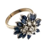 WHITE GOLD RING WITH DIAMONDS AND SAPPHIRES