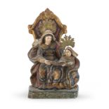 WOOD SCULPTURE OF MARY'S EDUCATION SOUTH AMERICA EARLY 19TH CENTURY