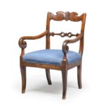 WALNUT ARMCHAIR NORTHERN ITALY 19TH CENTURY