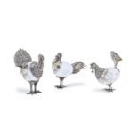 THREE SILVER AND ROCK CRYSTAL SCULPTURES ITALY EARLY 20TH CENTURY