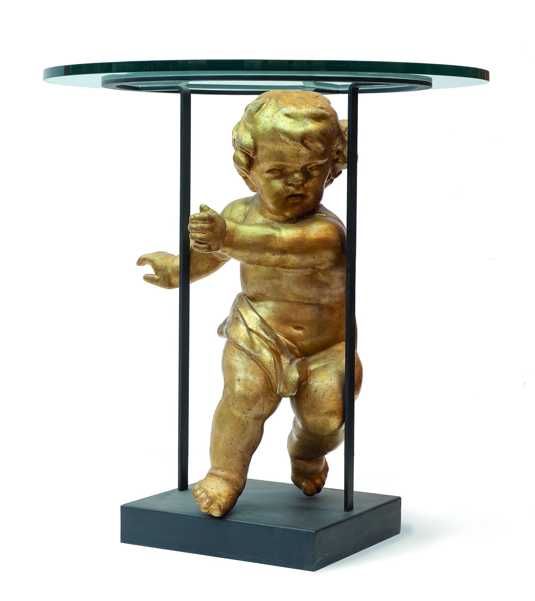 RARE SCULPTURE OF PUTTO IN GILTWOOD ROME BAROQUE PERIOD