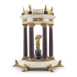 PORPHYRY AND MARBLE MODEL OF A CLASSICAL TEMPLE 19TH CENTURY