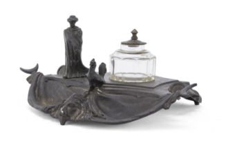 ALLEGORICAL IRON INK WELL END OF THE 19TH CENTURY