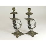 SWORD HILT CANDLESTICKS.