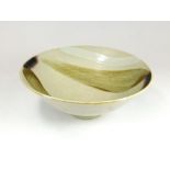 DAVID LLOYD-JONES. A footed bowl with brush decoration by David Lloyd-Jones. Diameter 25cm.