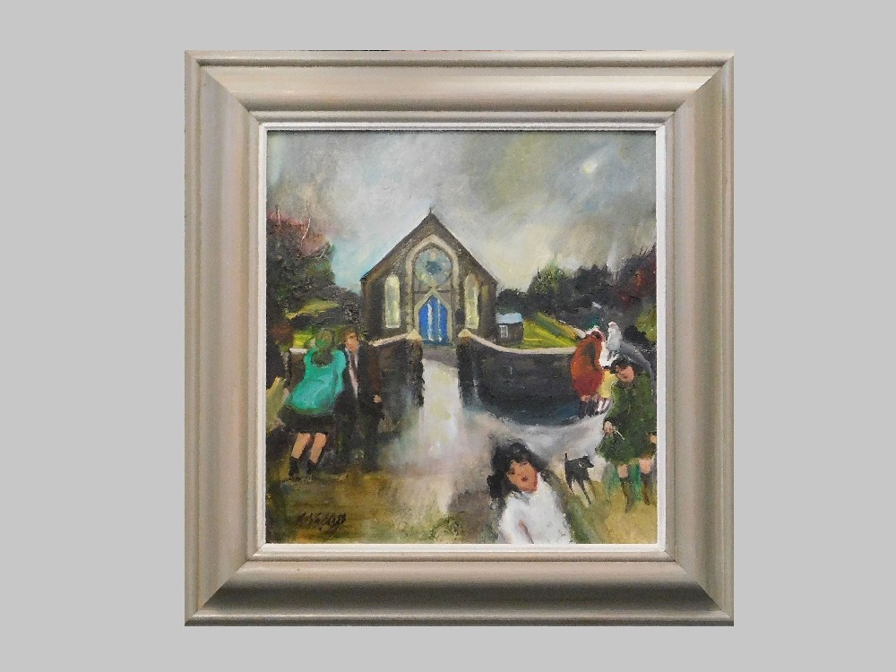 GILL WATKISS.* 'After Chapel-Brea, Redruth'. Oil on board. Signed.