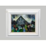 GILL WATKISS.* 'Ventonleague Chapel, Hayle'. Oil on board. Signed.