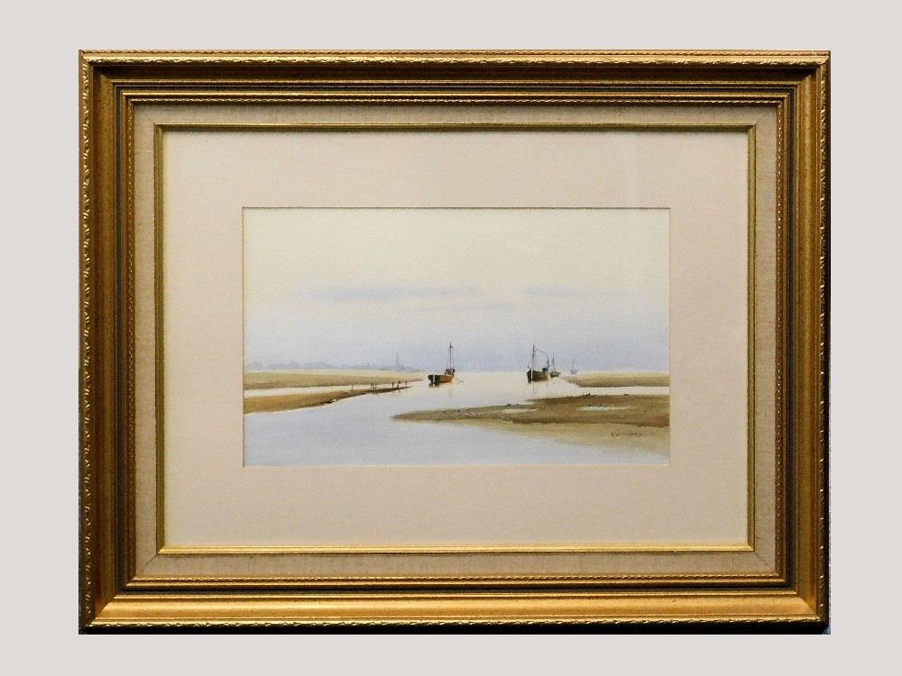 RAY WICHARD. Two Estuary Landscapes. Watercolours. Each signed. Each 24 x 40cm. - Image 3 of 3