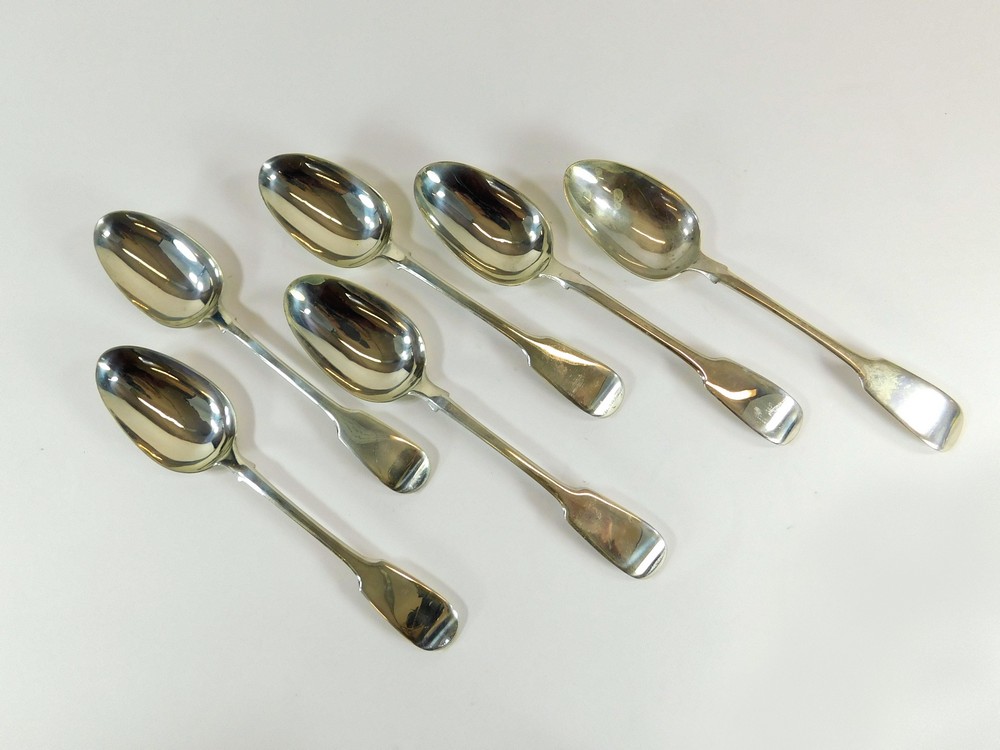 SILVER DESSERT SPOONS.