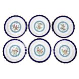 A set of six Royal Worcester china cabinet plates, retailed by Tiffany & Co, New York, circa 1918,