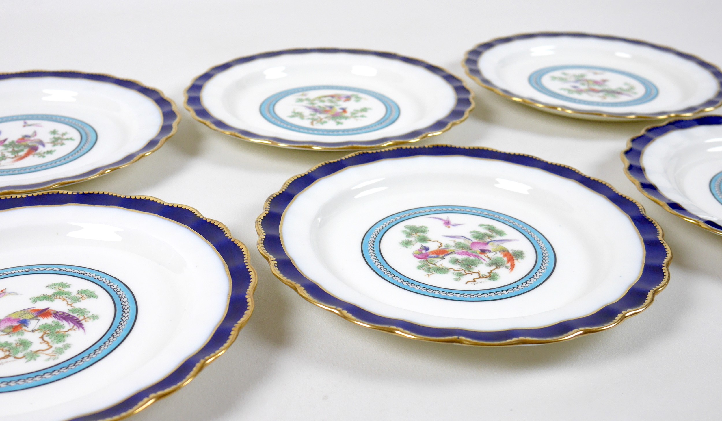 A set of six Royal Worcester china cabinet plates, retailed by Tiffany & Co, New York, circa 1918, - Image 13 of 16