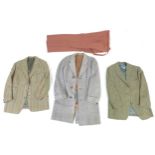 Two woollen jackets and a pair of salmon pink trousers, both jackets tailored by Bernard