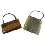 Two vintage handbags, one python skin, labelled 'Chee Seng & Co, Kuala Lumpur', 24 by 8 by 23cm