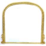 A modern gilt framed overmantel mirror, with arched rectangular plate, 123 by 105cm.