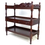 A modern mahogany three tier side buffet, in Victorian style, with two drawers to middle shelf,