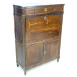 A 19th century French mahogany secretaire a abattant, with fall front revealing fitted interior