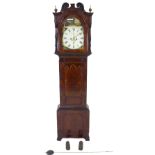 A mid 19th century mahogany long case clock, with twin train eight day movement striking the hours