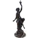 A French bronze figure of a classical female nude, late 19th century, possibly Persephone,