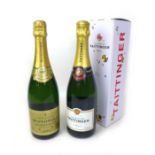 Vintage Champagne: a bottle of Taittinger Brut Reserve champagne, with box, together with a bottle