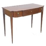 A George III mahogany dressing table, with glass top, a/f missing its mirror, the breakfront with