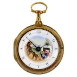 An unusual George III gilt brass pair cased pocket watch with named dial