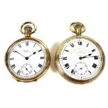 Two gold plated pocket watches