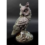 A Country Artist silver sculpture, modelled as a long eared owl, signed 'CA', Birmingham 1991, 14.